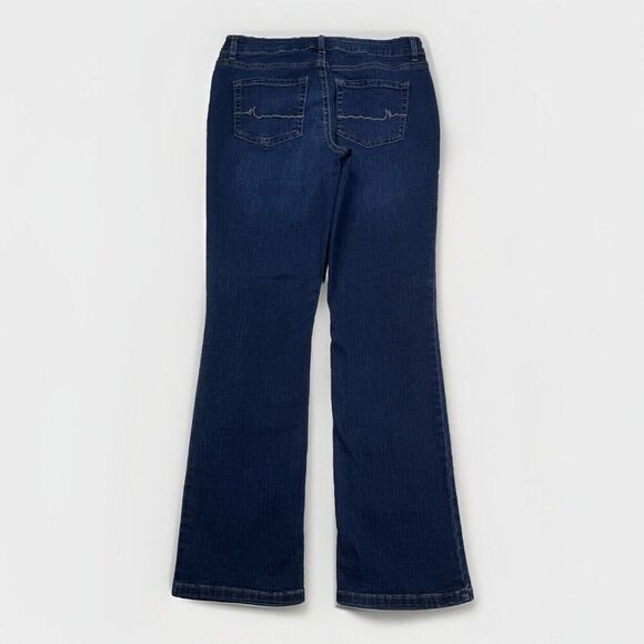 Maurices Jeans Womens 8 Mid Rise Baby Bootcut Dark Blue Stretch Measures 31 x 30 - Picture 2 of 7